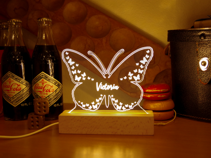 Night Light Personalized Butterfly Acrylic Light up Sign