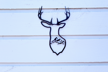 Deer Bust with Mountains - Steel Sign