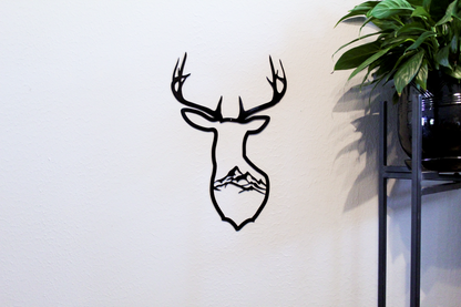 Deer Bust with Mountains - Steel Sign