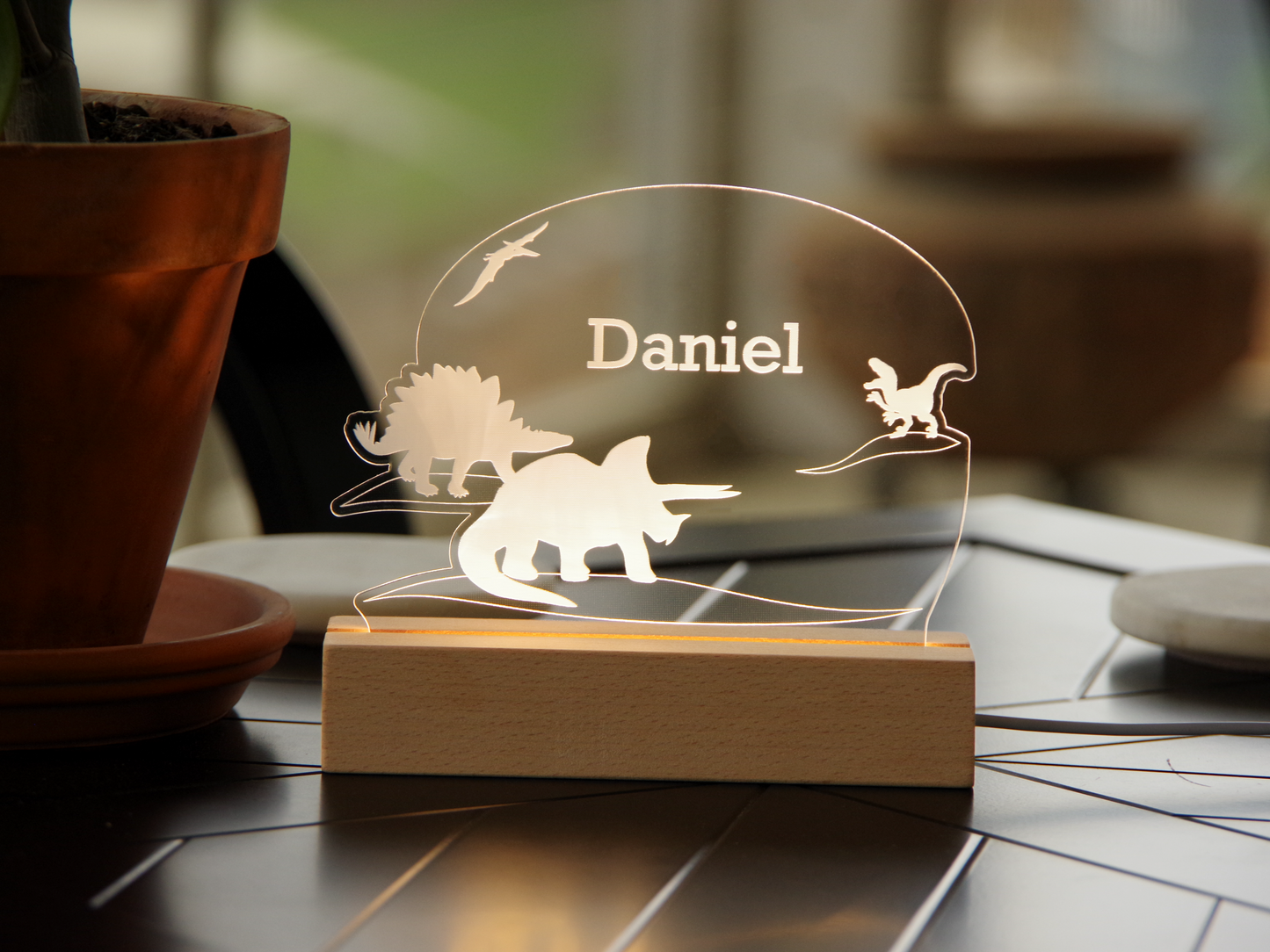 Night Light Personalized Dinosaur Acrylic Light up Sign