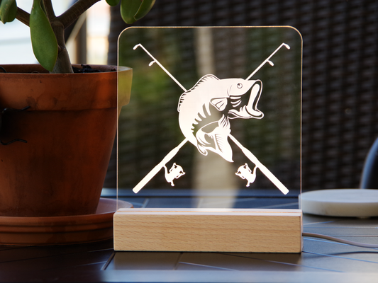 Fishing - Engraved Acrylic Light Up Sign