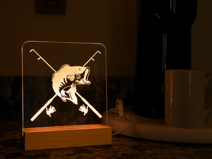 Fishing - Engraved Acrylic Light Up Sign