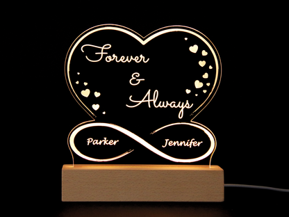 Night Light Personalized Acrylic Light up Sign - Infinity Heart