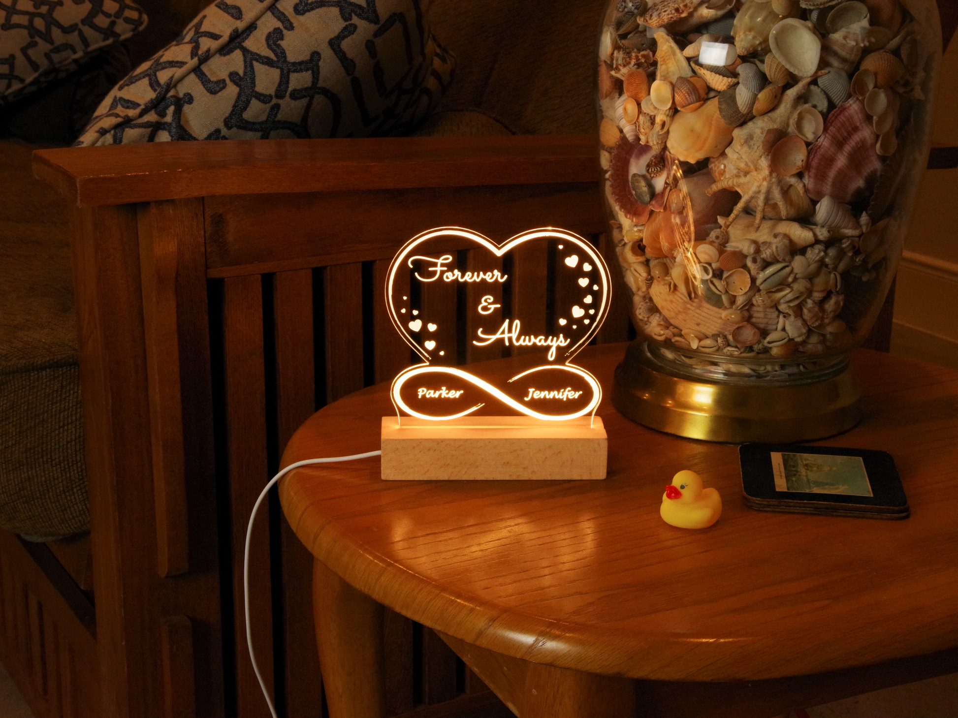 Night Light Personalized Acrylic Light up Sign - Infinity Heart