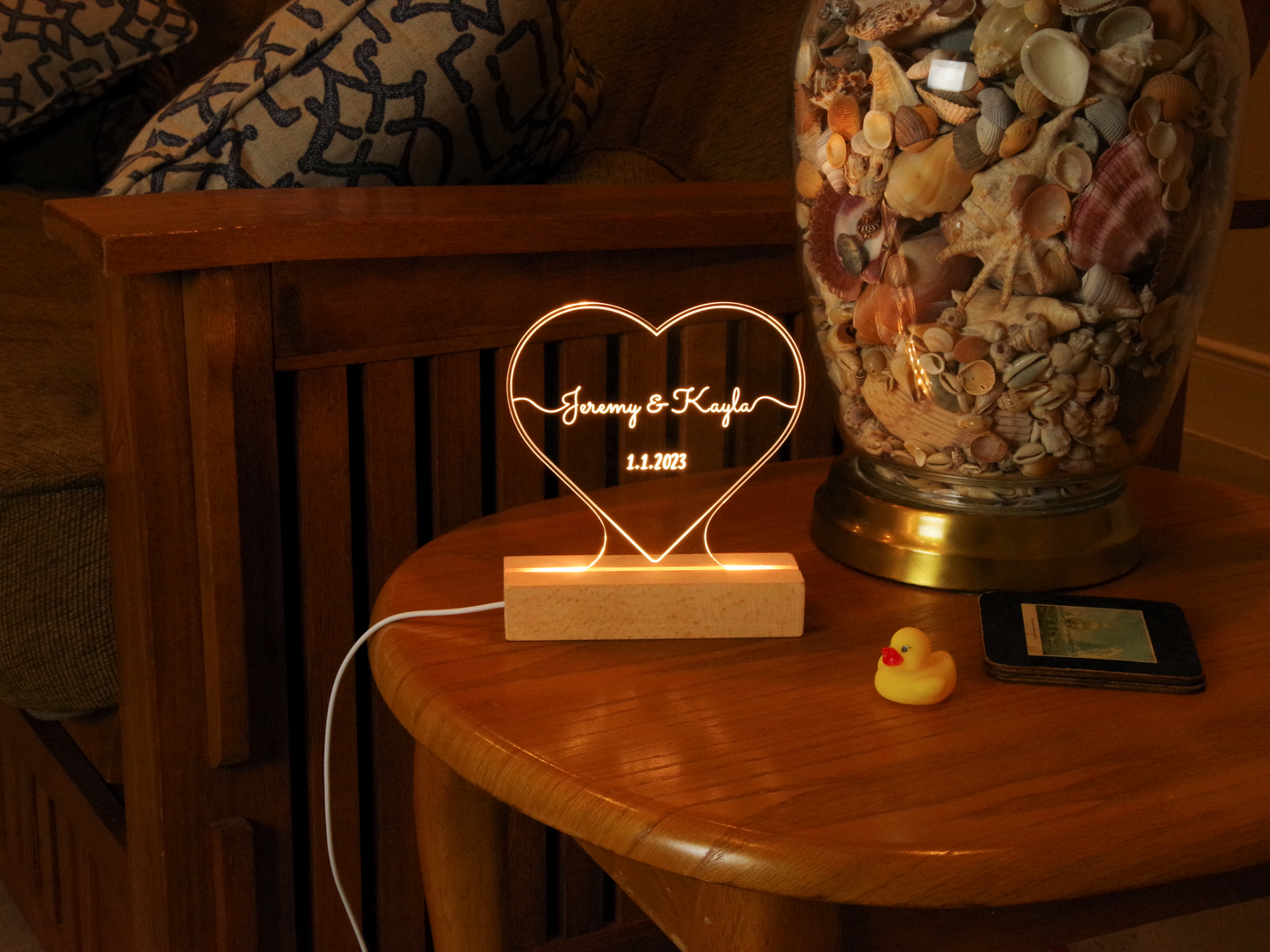 Night Light Personalized, Acrylic Light Up Sign - Heart