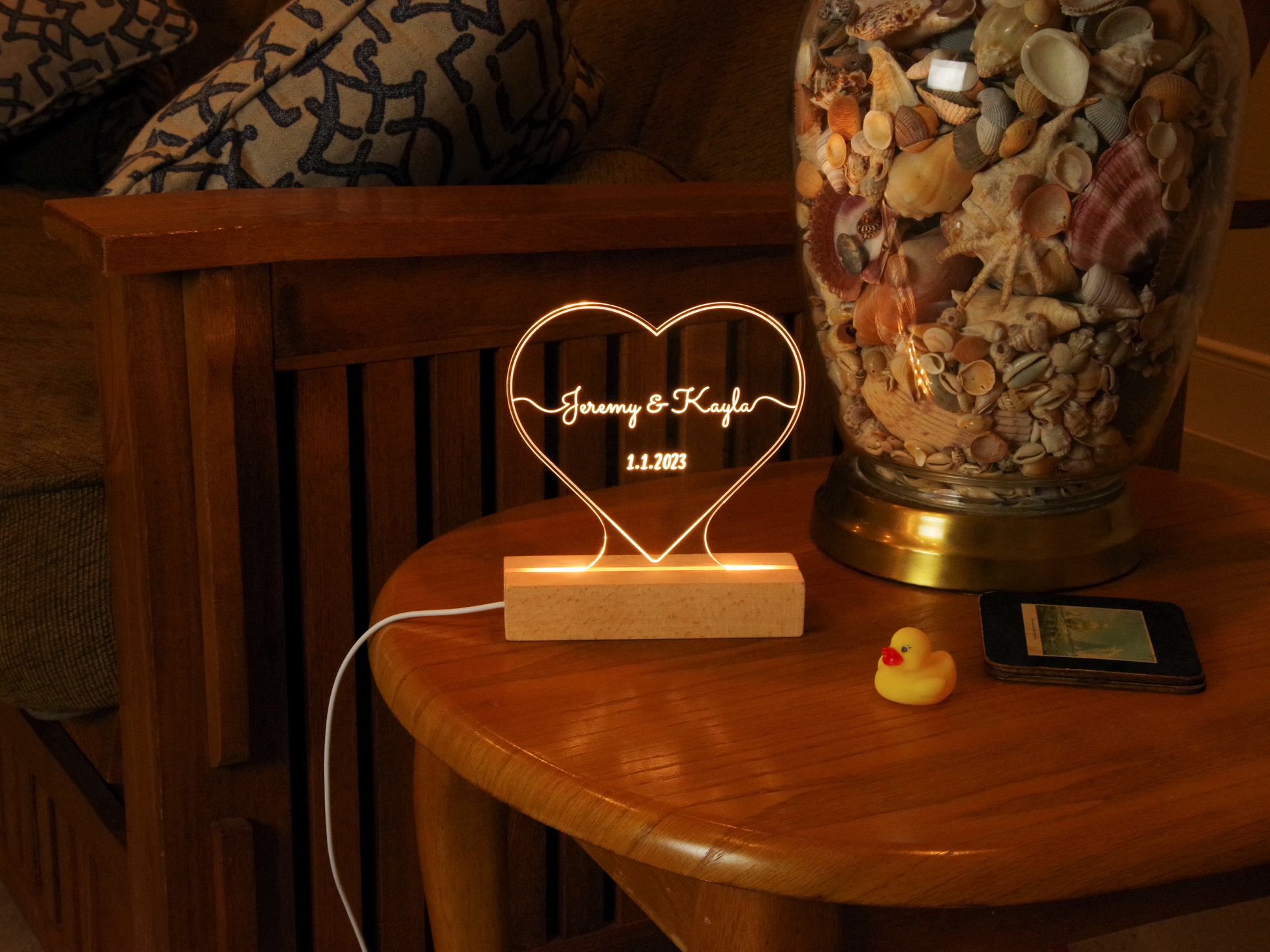 Night Light Personalized, Acrylic Light Up Sign - Heart