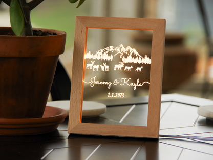 Personalized Engraved Acrylic Light Up Frame - Line Art