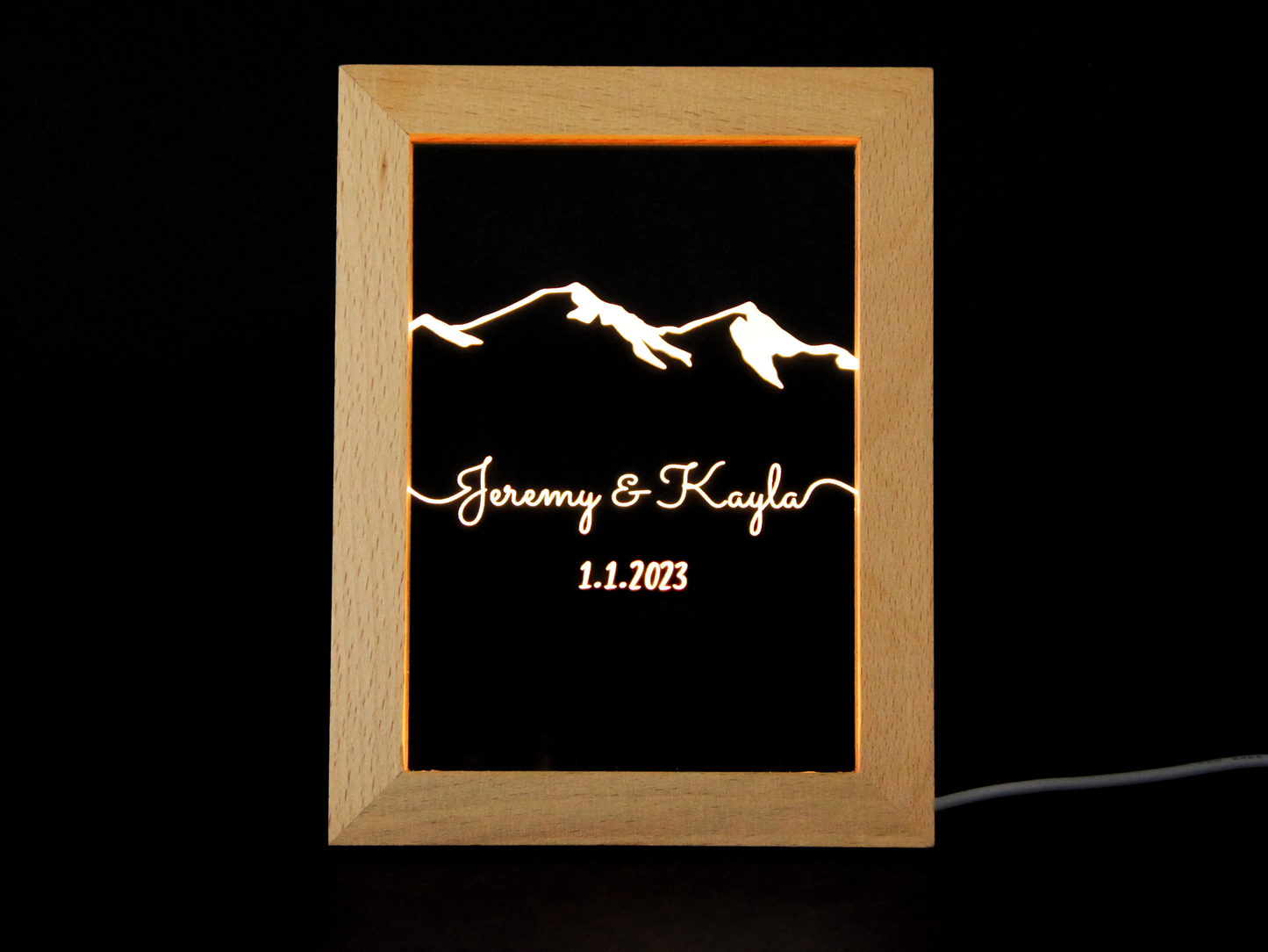 Personalized Engraved Acrylic Light Up Frame - Line Art