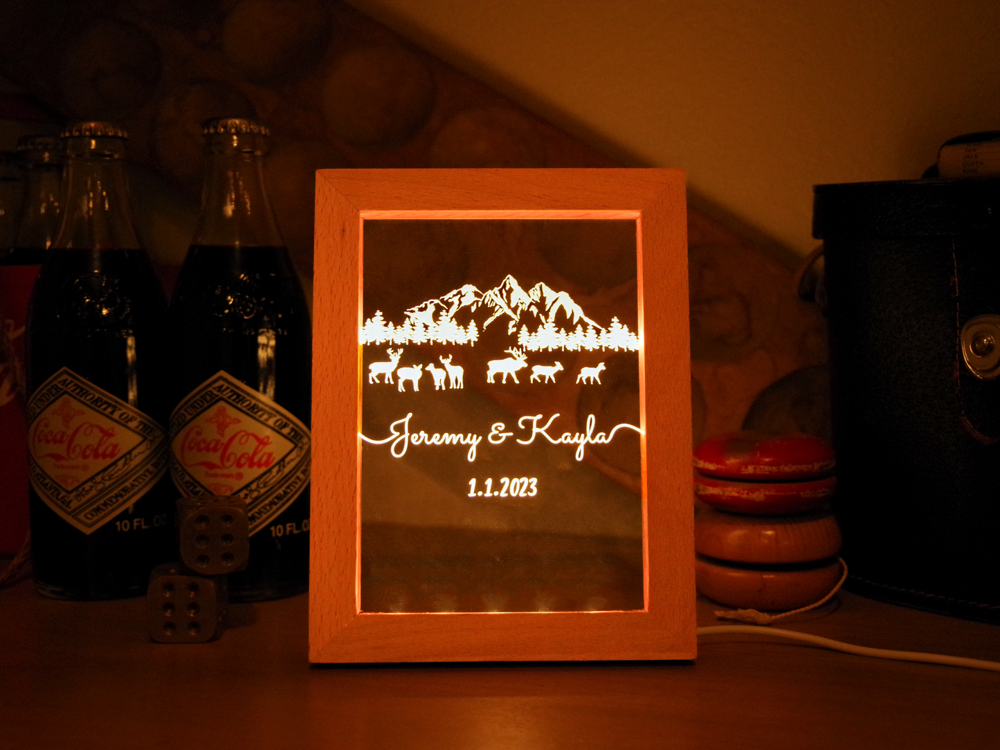 Personalized Engraved Acrylic Light Up Frame - Line Art