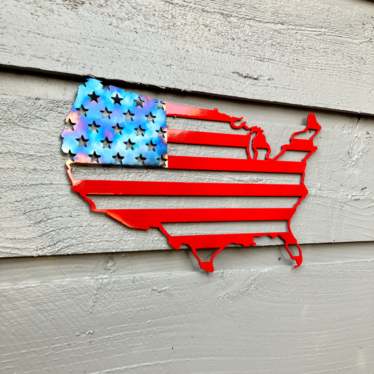 USA Outline Flag - Steel Sign