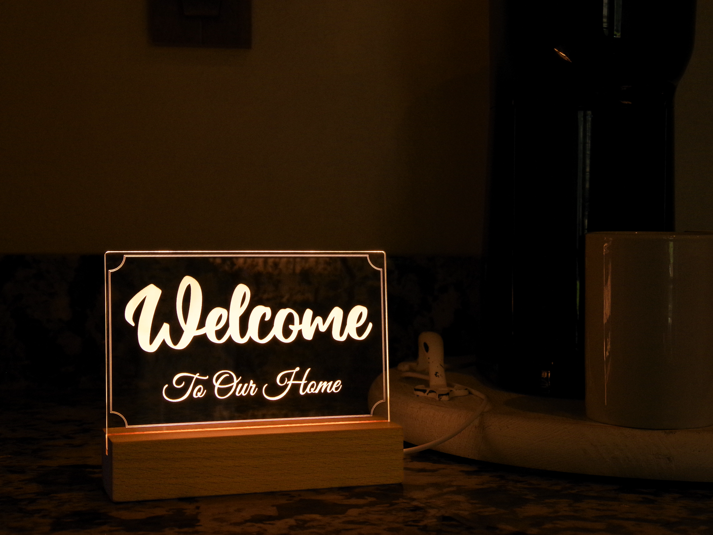 Welcome To Our Home - Engraved Acrylic Light Up Sign