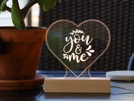 Night Light Engraved Acrylic Light Up Sign - You and Me