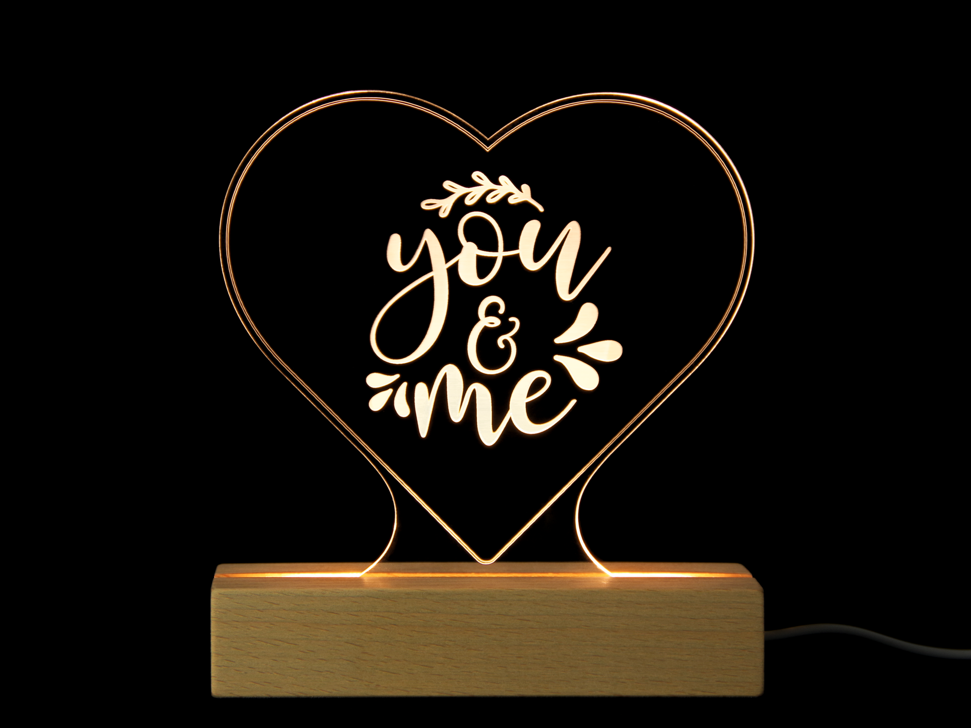 Night Light Engraved Acrylic Light Up Sign - You and Me